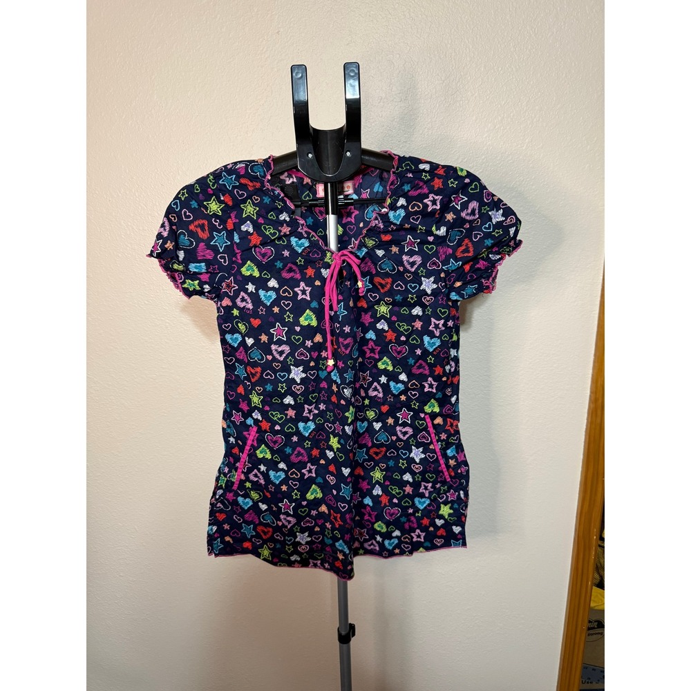Koi‎ Scrub Tops Lot of 3 Womens Butterfly Heart Floral Prints Multicolor Small